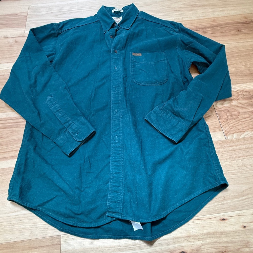 Woolrich Chamois Shirt Mens Large Aqua Teal Vintage 80s Made in USA Heavyweight